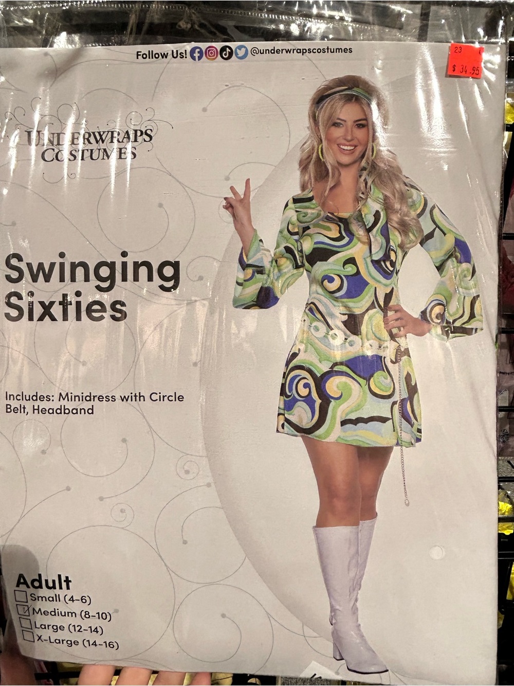 Underwraps Swinging Sixties Green Print Minidress Coverup